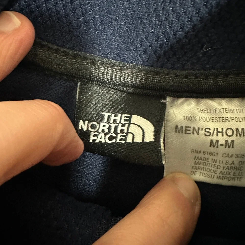 The North Face Navy Blue Textured‎ 1/4 Zip Fleece Pullover Mens Size Medium